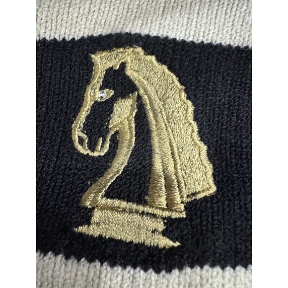 Vintage Chess Board Sweater Black White Embroidered Chess Pieces Knit - Picture 8 of 10